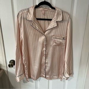 Victoria's Secret Pink and White Striped silk pajamas‎ PJ top M